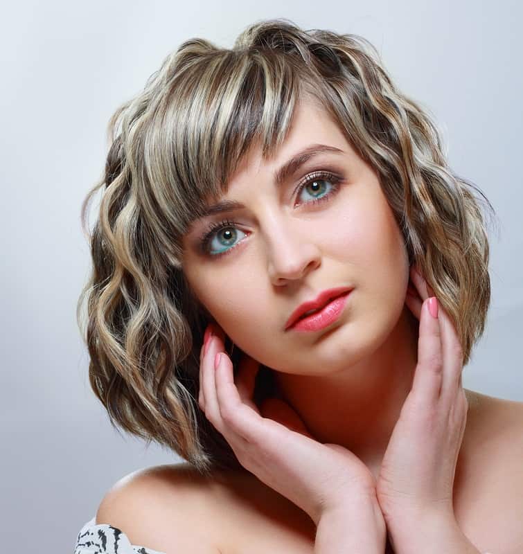 short brown hair with silver highlights