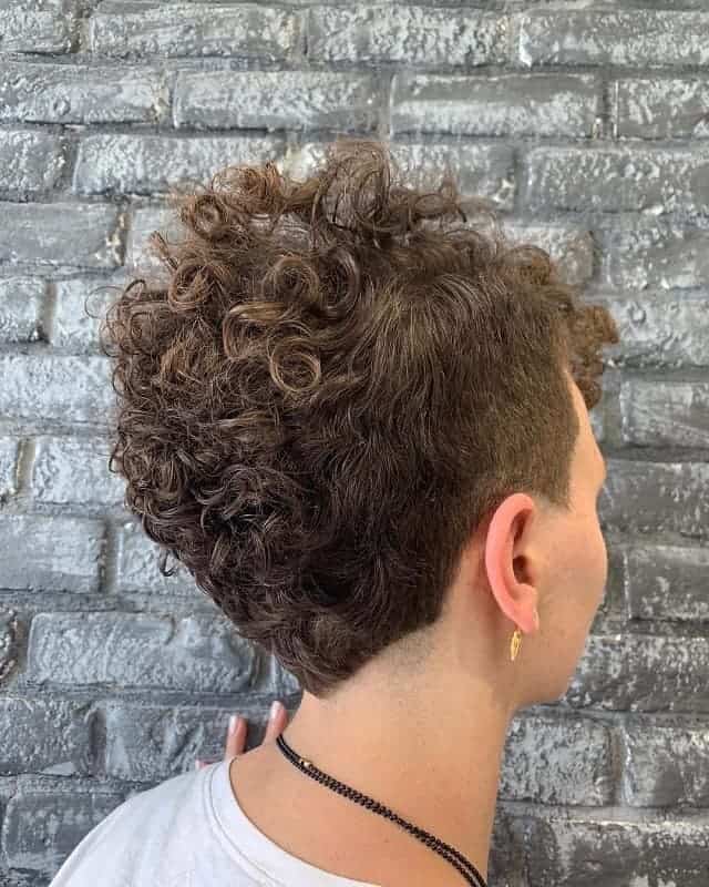 short curly brunette hairstyle