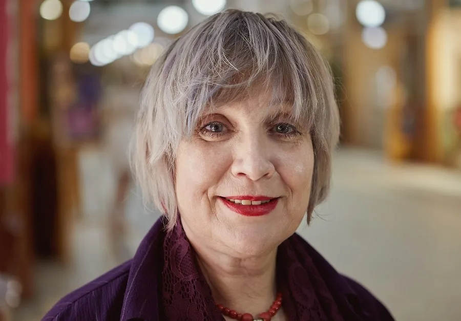 short choppy bangs hairstyle for over 50
