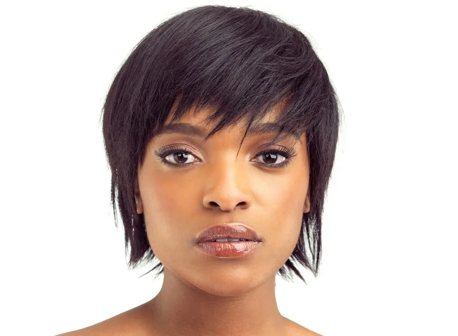 short choppy black hairstyle for relaxed hair