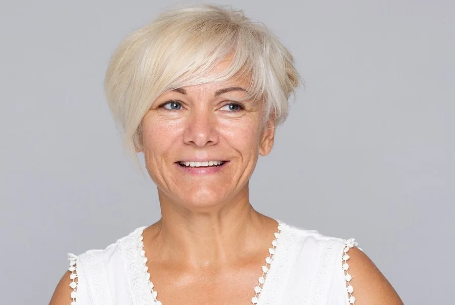 short choppy blonde pixie for over 50