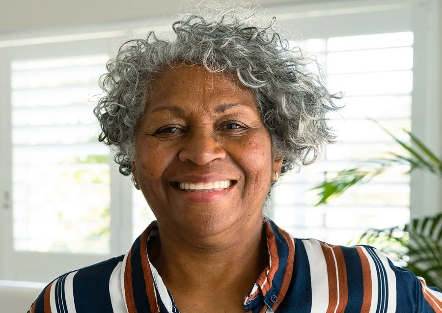 short choppy curly hairstyle for black women over 50