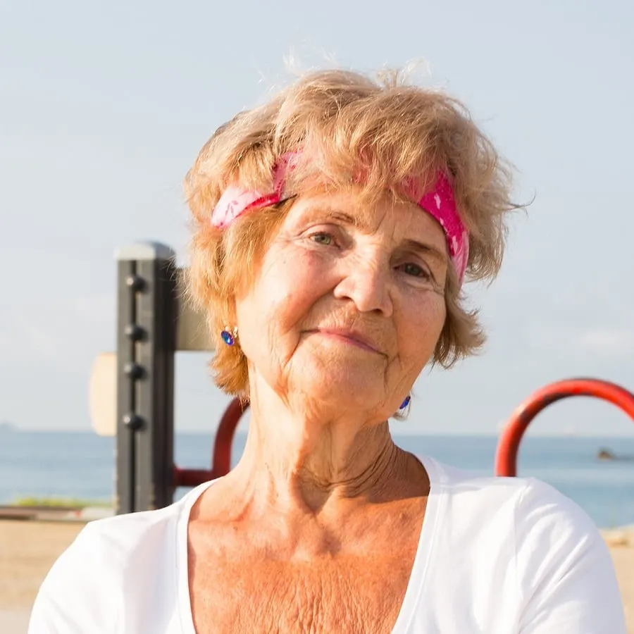 short choppy hair with headband for over 60