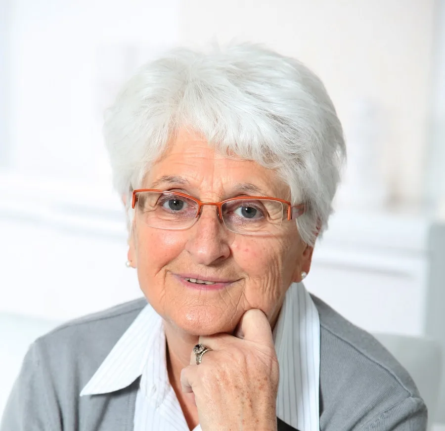 short choppy white hair for over 60