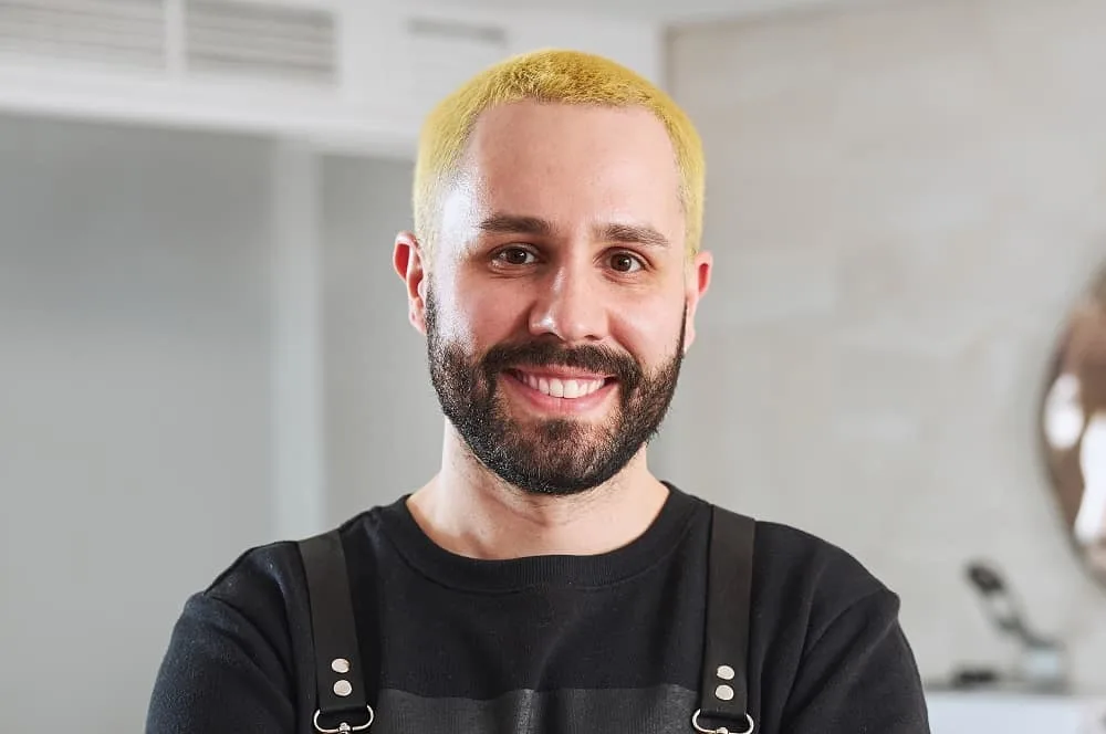 short colored hair with beard