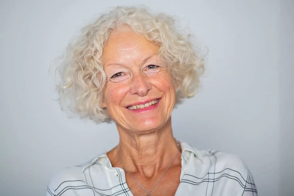 short curly bob for older women