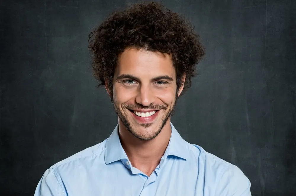 short curly hair with beard