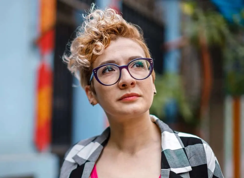 short curly hair with glasses