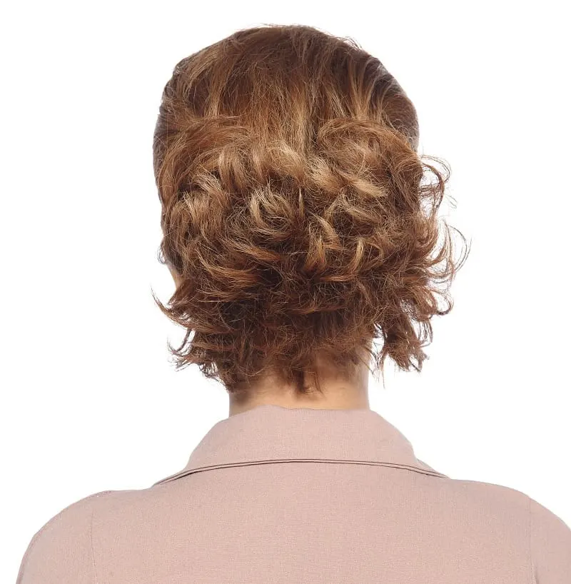 short curly messy updo