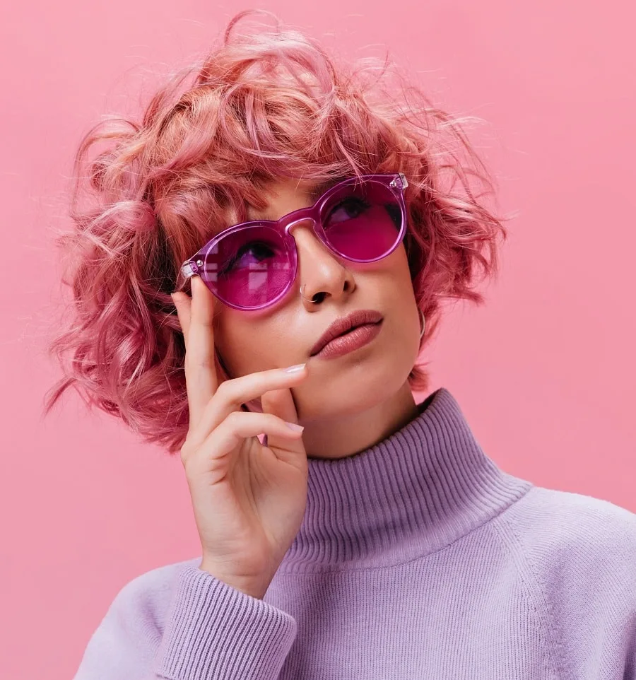 short curly pink bob for teen girl