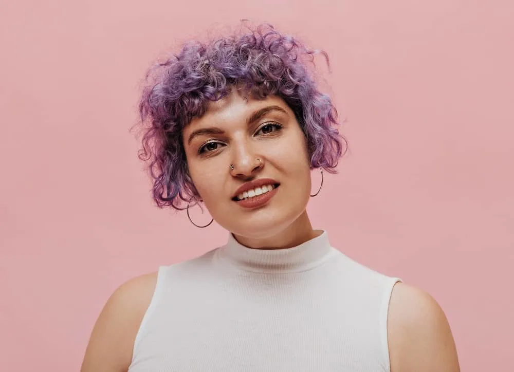 short curly purple bob