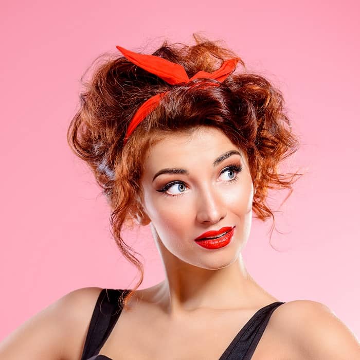 short curly red updo