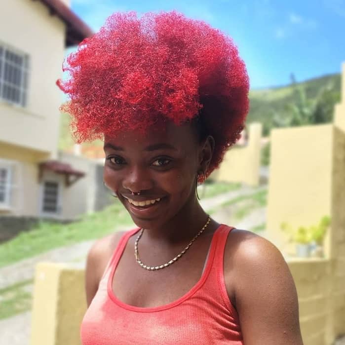 short red afro hair