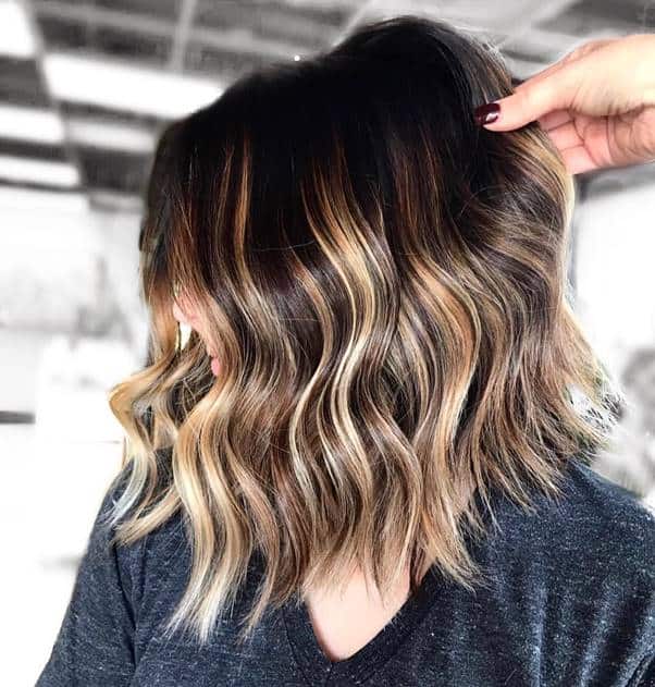 short dark hair with blonde highlights