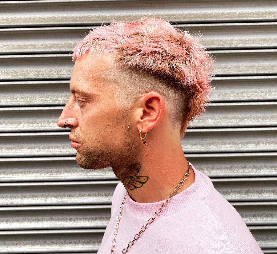 short pink mohawk with fade