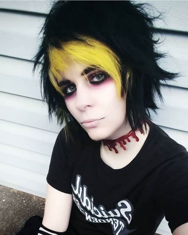 short emo hair with yellow bangs for boys