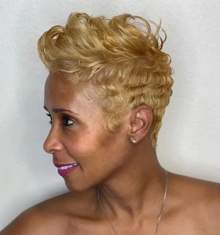 short feathered blonde hair for black women