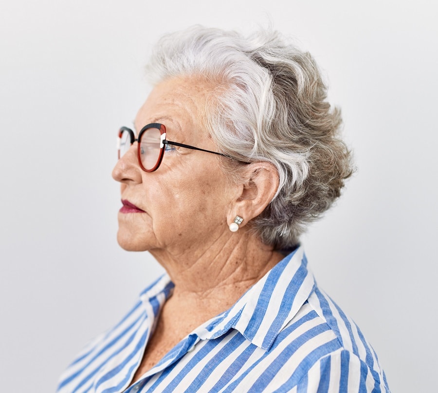 short fine hairstyle for over 70 with glasses