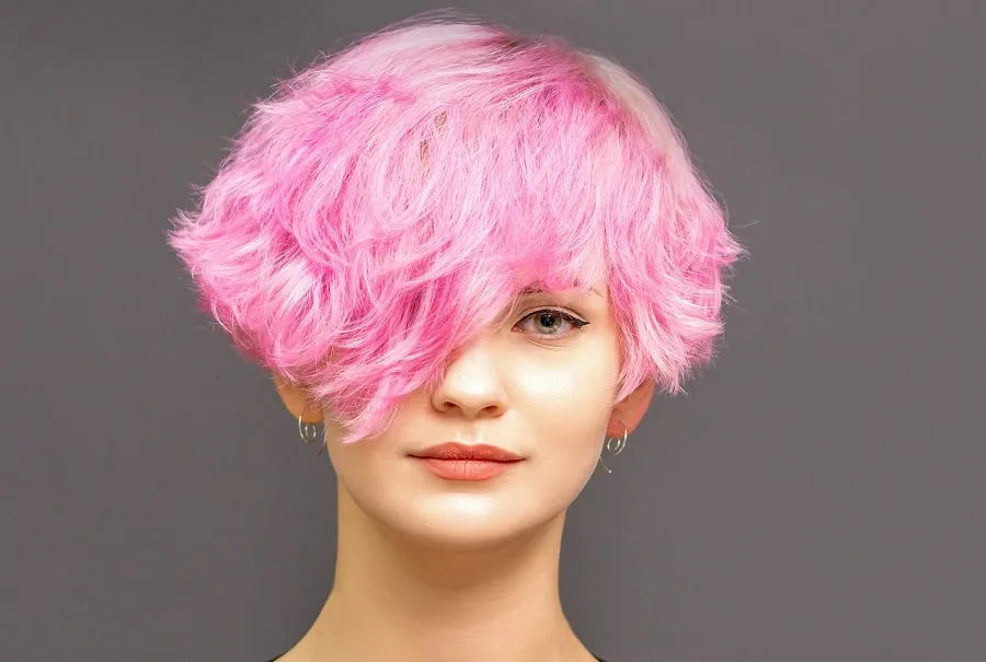 short fluffy pink hair