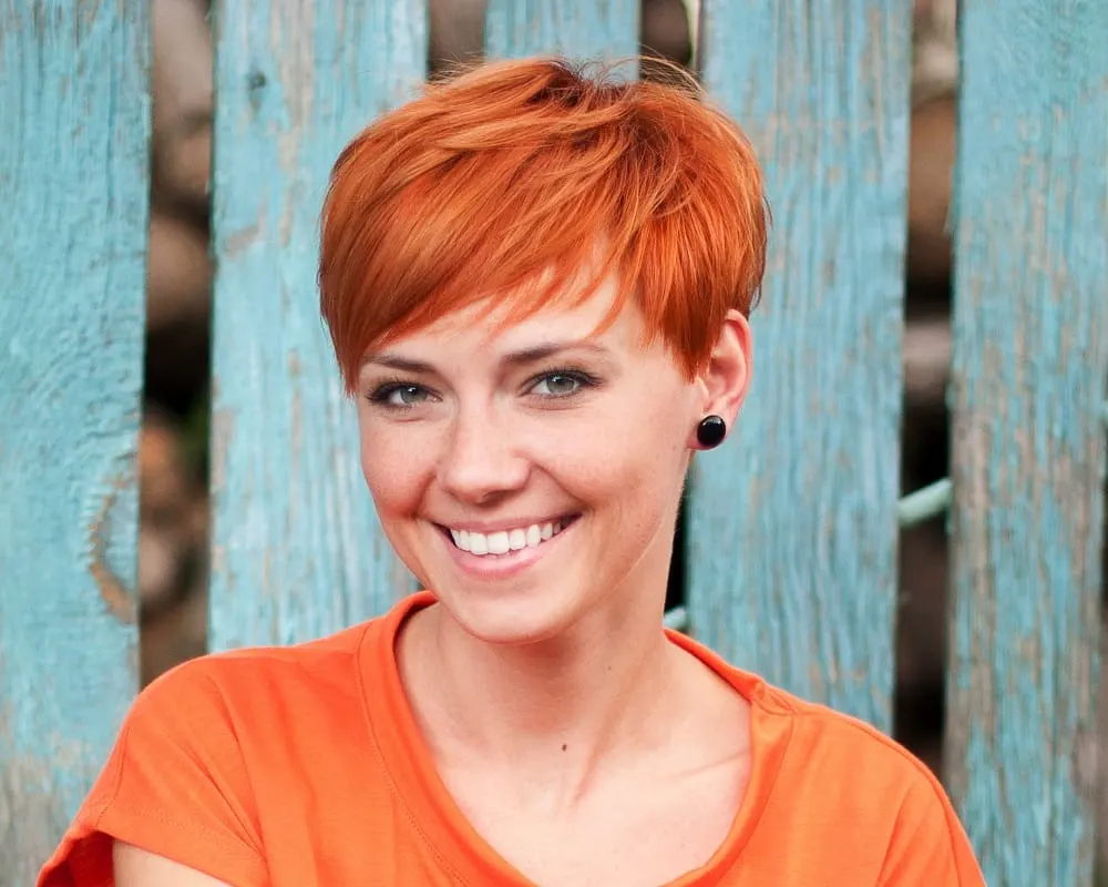 short ginger hair with side bangs