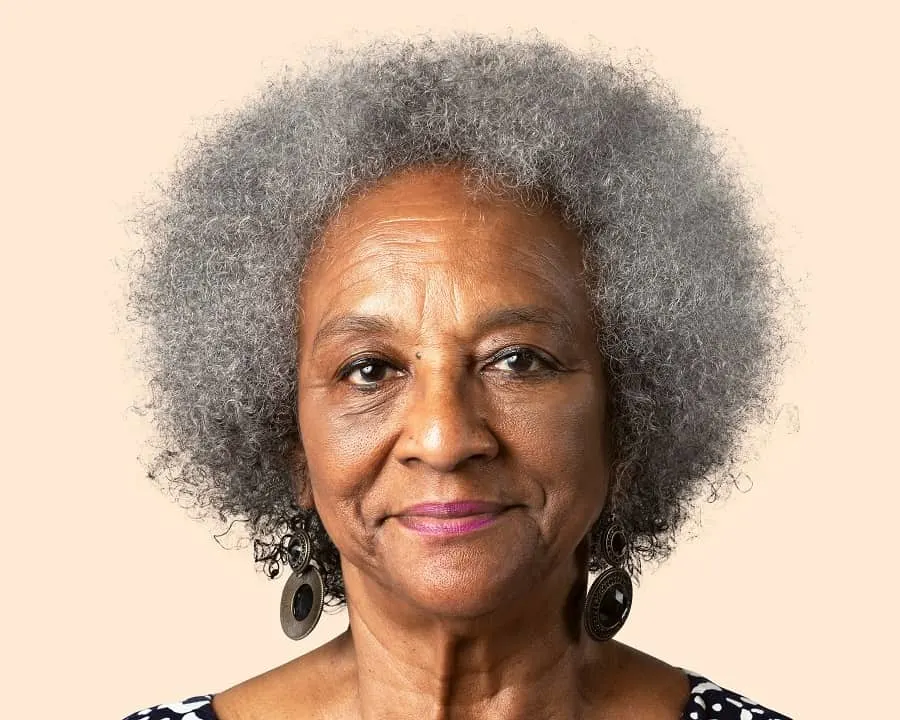 short grey afro hair for older women