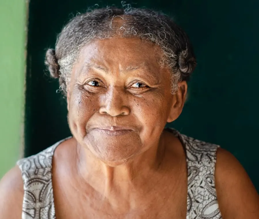 short grey afro hair for over 70