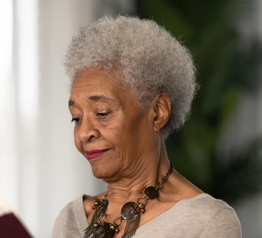 short grey afro hair for women over 60