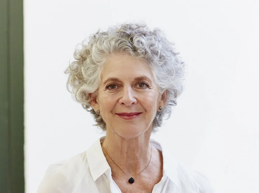 short grey curls for older women