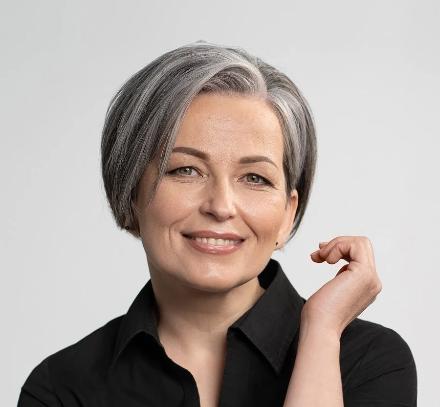 short grey hair with highlights