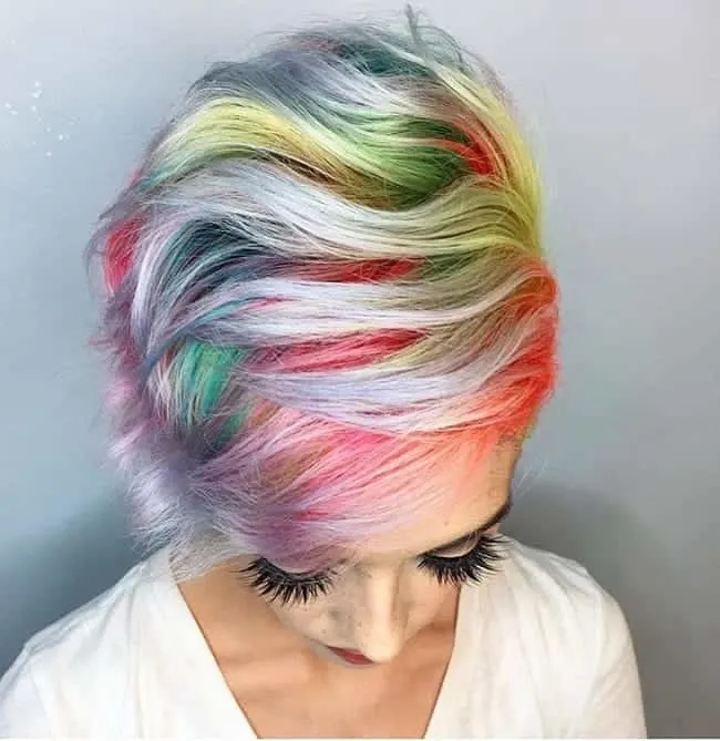 multi colored pixie cut