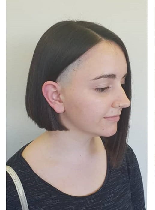 Asymmetric Bob with Shaved Side Hair for girls