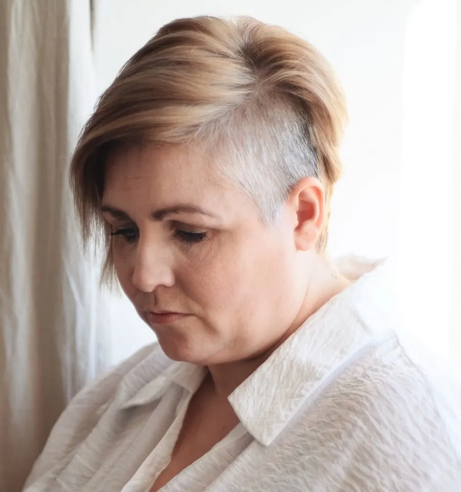 short hair undercut for fat face and double chin