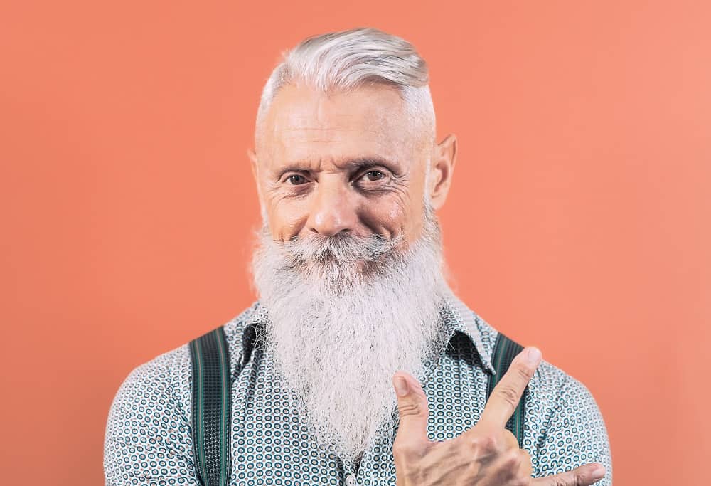 short hair with beard for older men