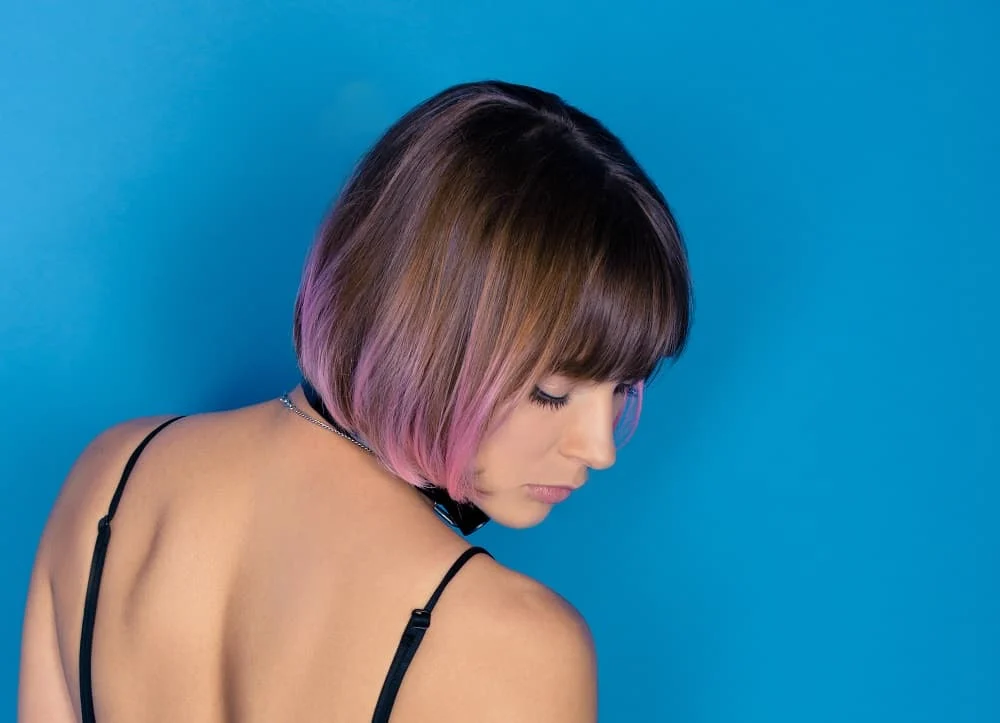 short hair with dark color ombre