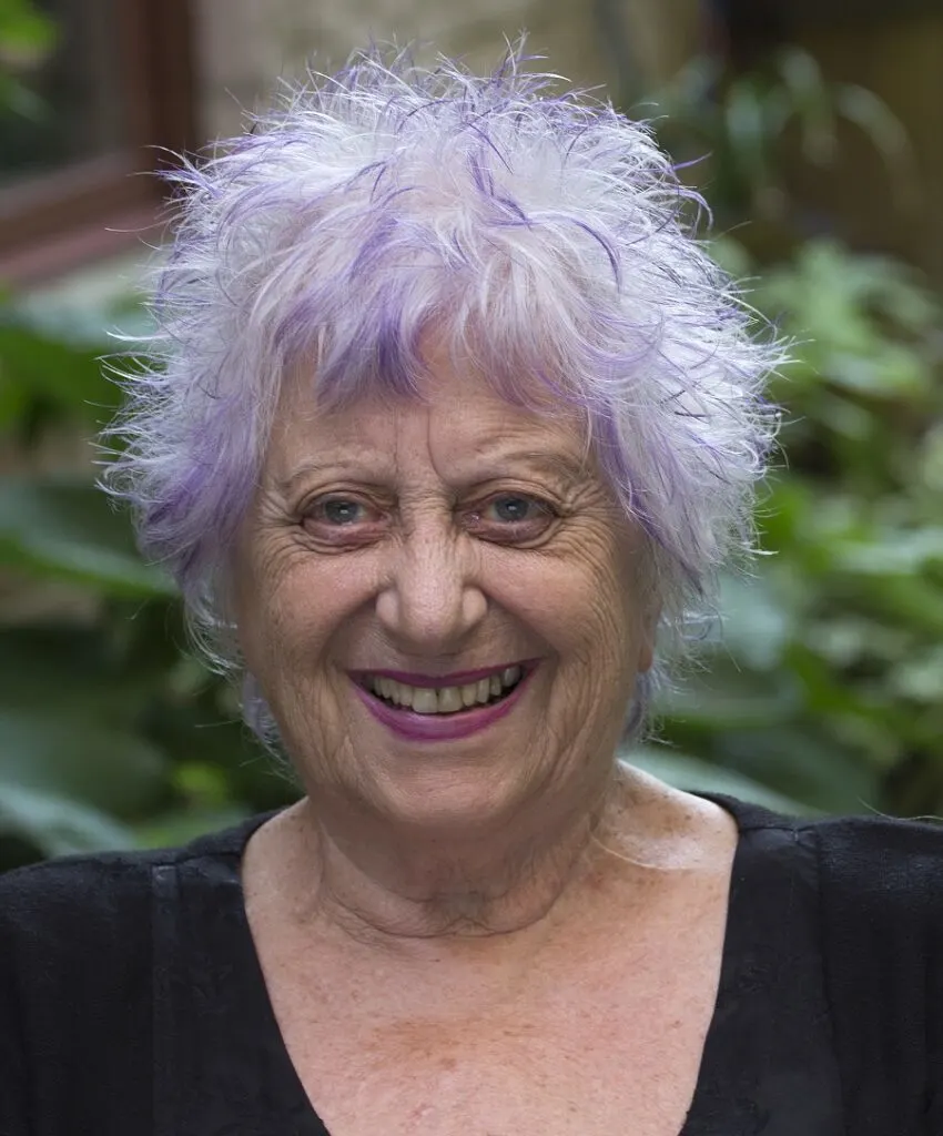 short hair with purple highlights for older women