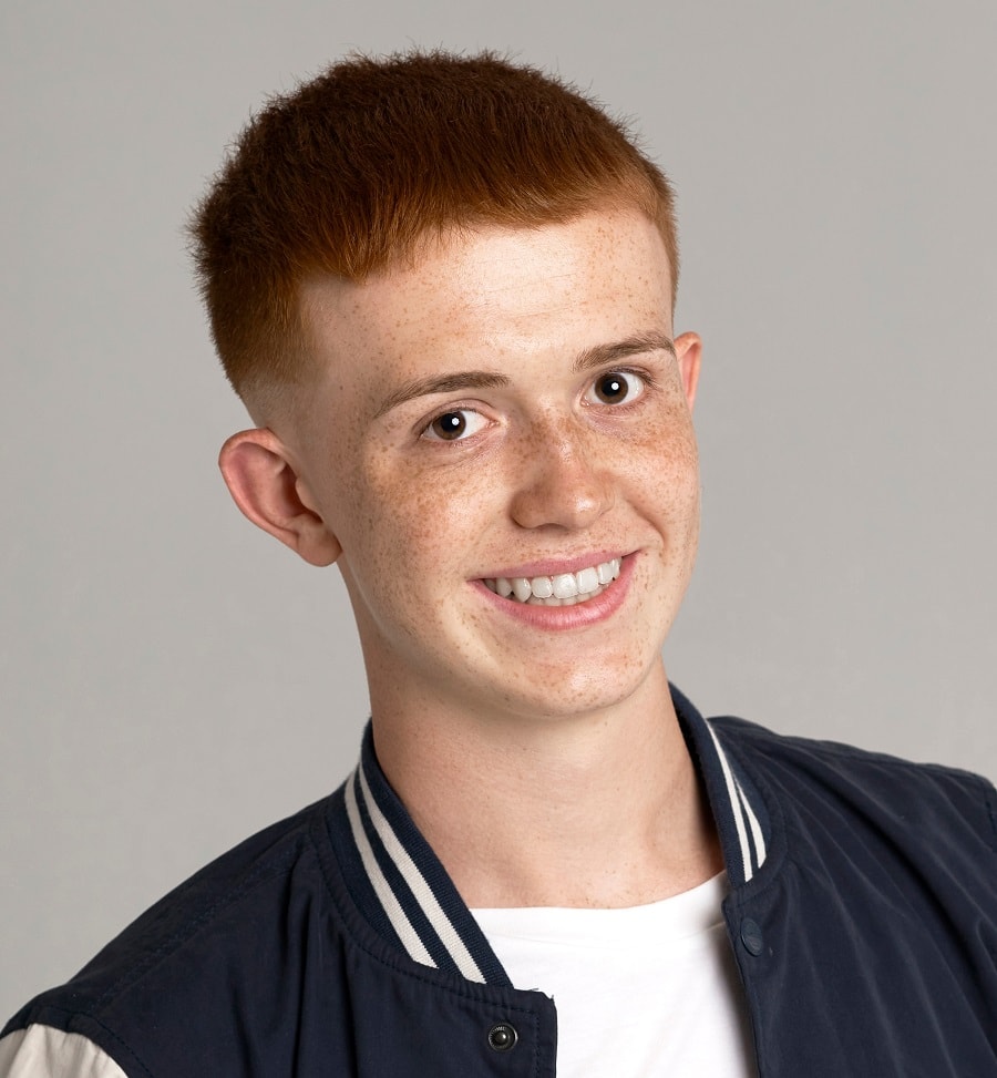 short haircut for teen redhead school boy