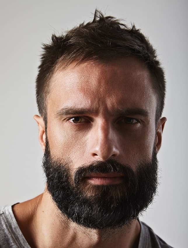 short haircut with full beard