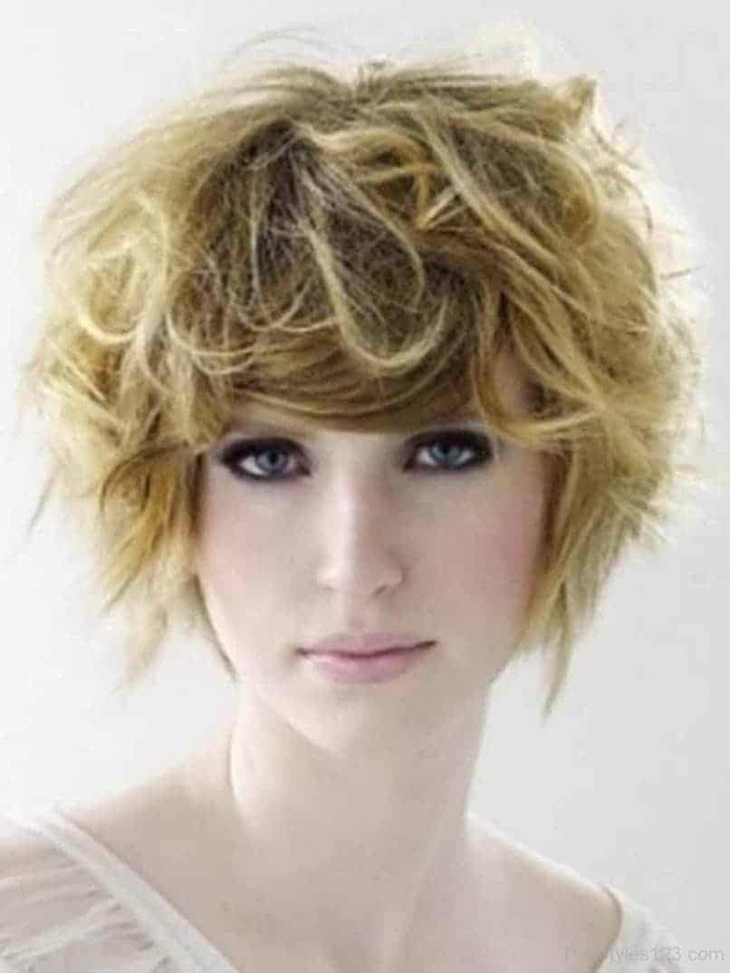 Angled Cut short hairstyle with curly