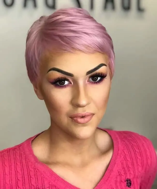 pink pixie cut for short straight hair