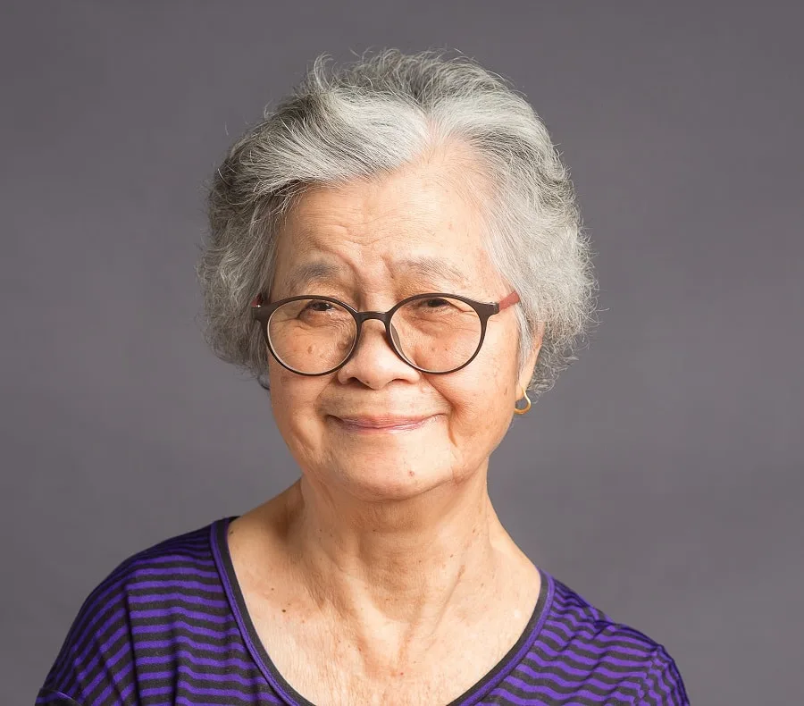 short hairstyle for asian women over 50 with glasses