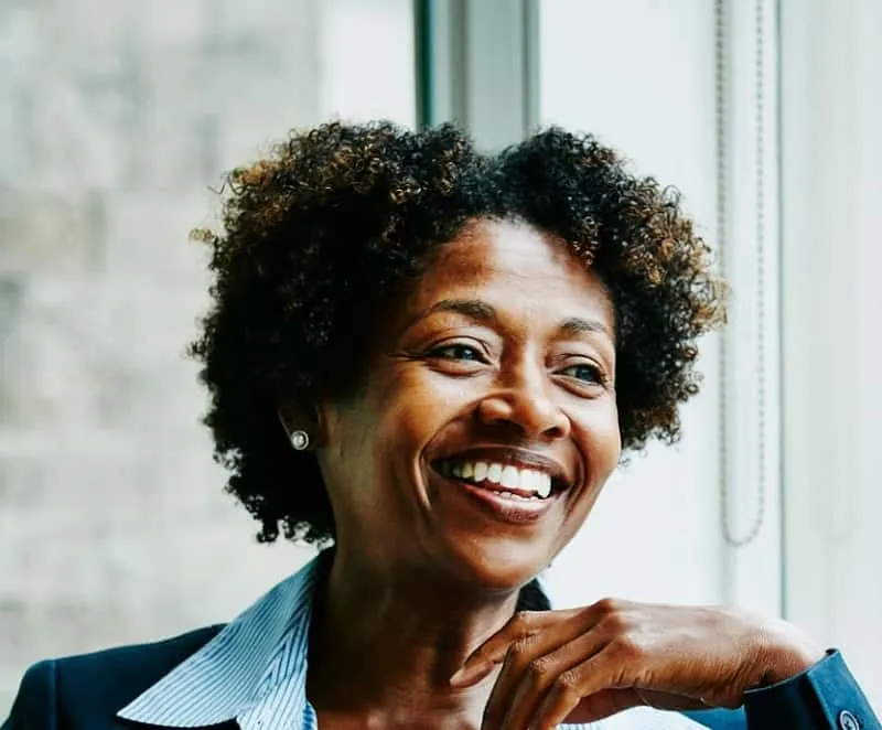over 50 black woman with short highlighted hair