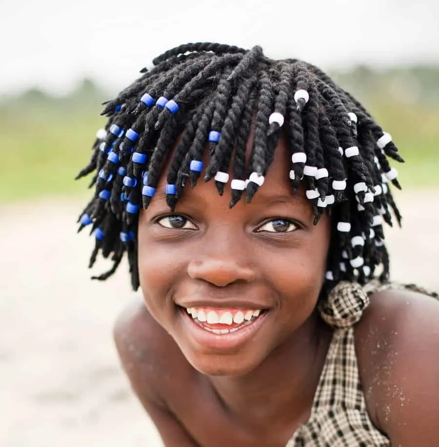 short hairstyle with beads for kids