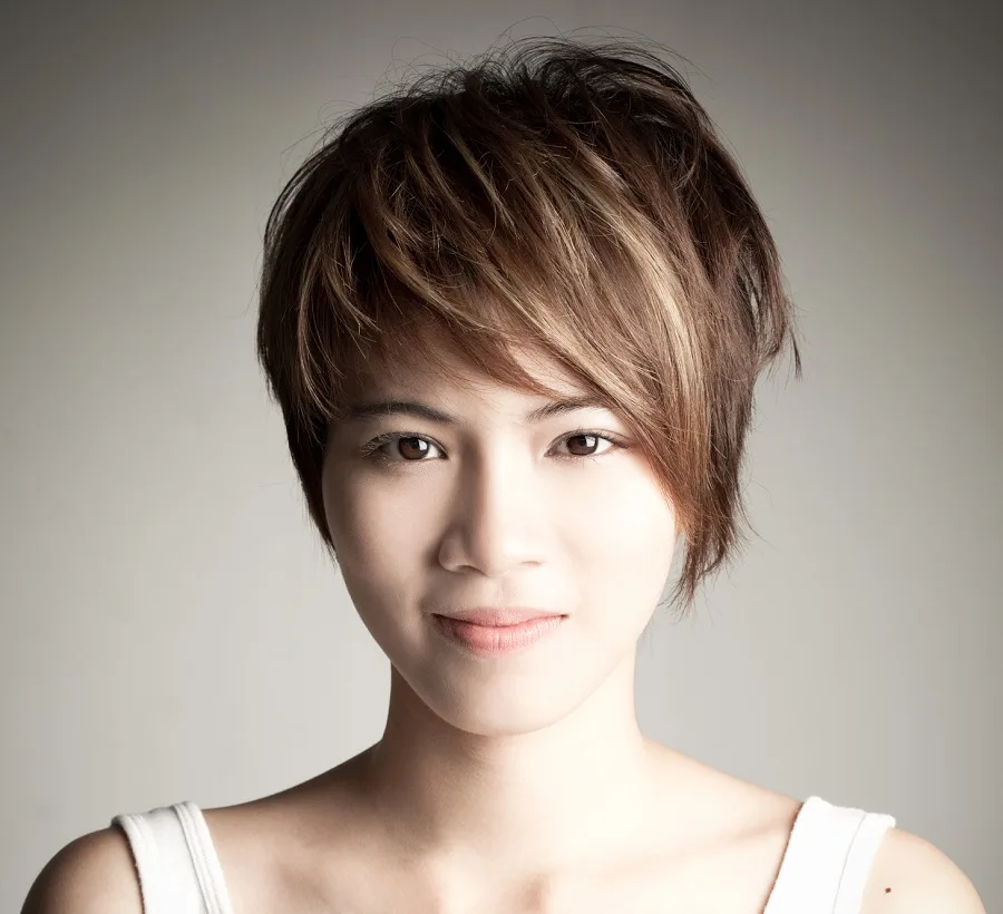 short hair highlights for asian women