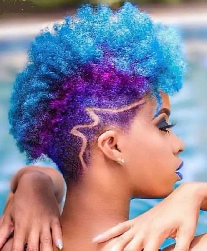 short blue afro hair for black women