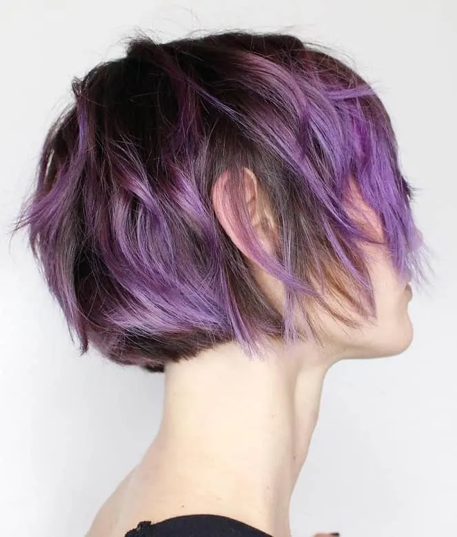 woman with short purple hair