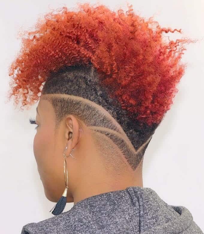 short red afro hair with undercut