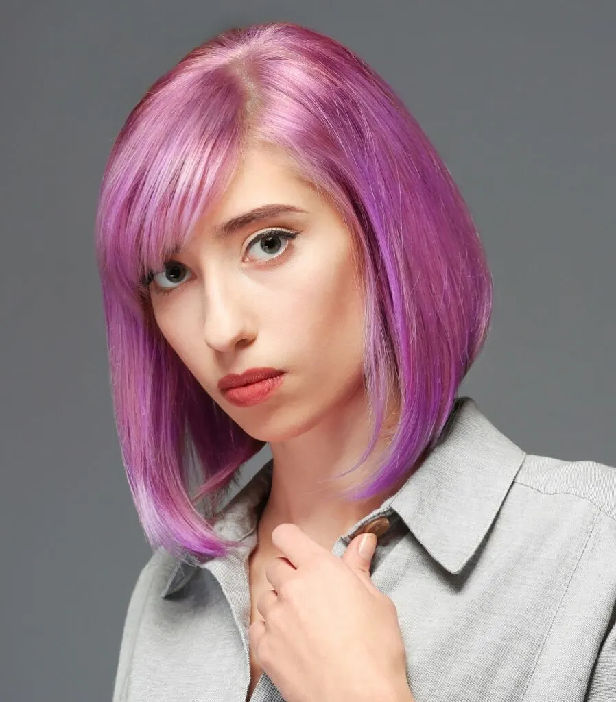 short in back and long in front pink bob