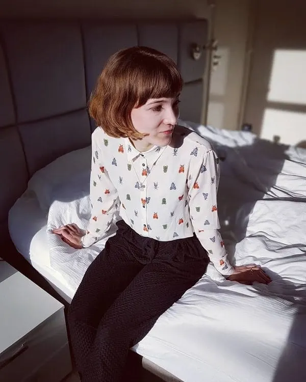 Short Inverted Bob Haircut with Bangs