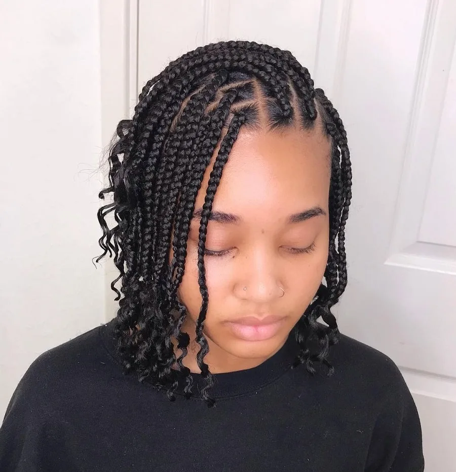 short knotless curly braids