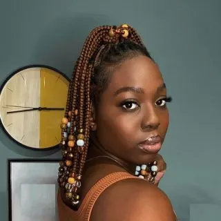 short knotless braids with beads